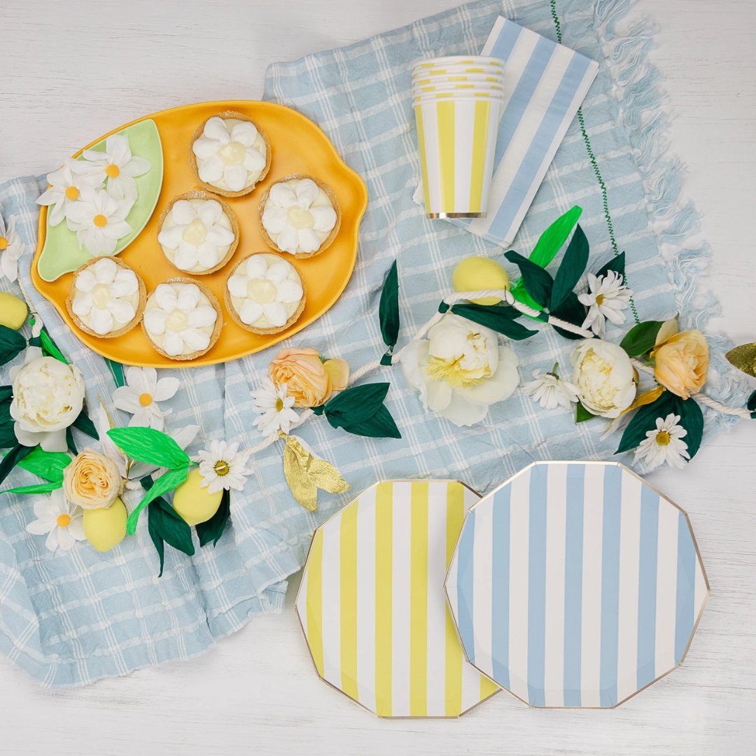Yellow Cabana Stripe Paper Cups