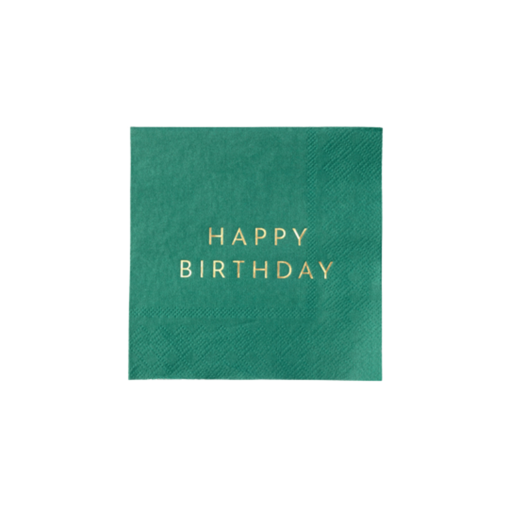 Emerald Green "Happy Birthday" Cocktail Napkins