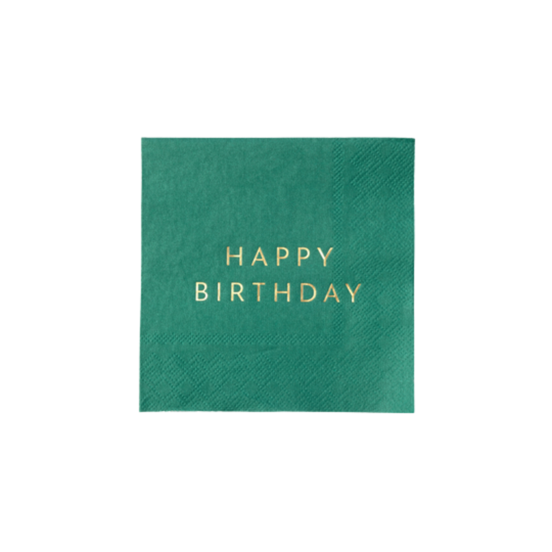 Emerald Green "Happy Birthday" Cocktail Napkins