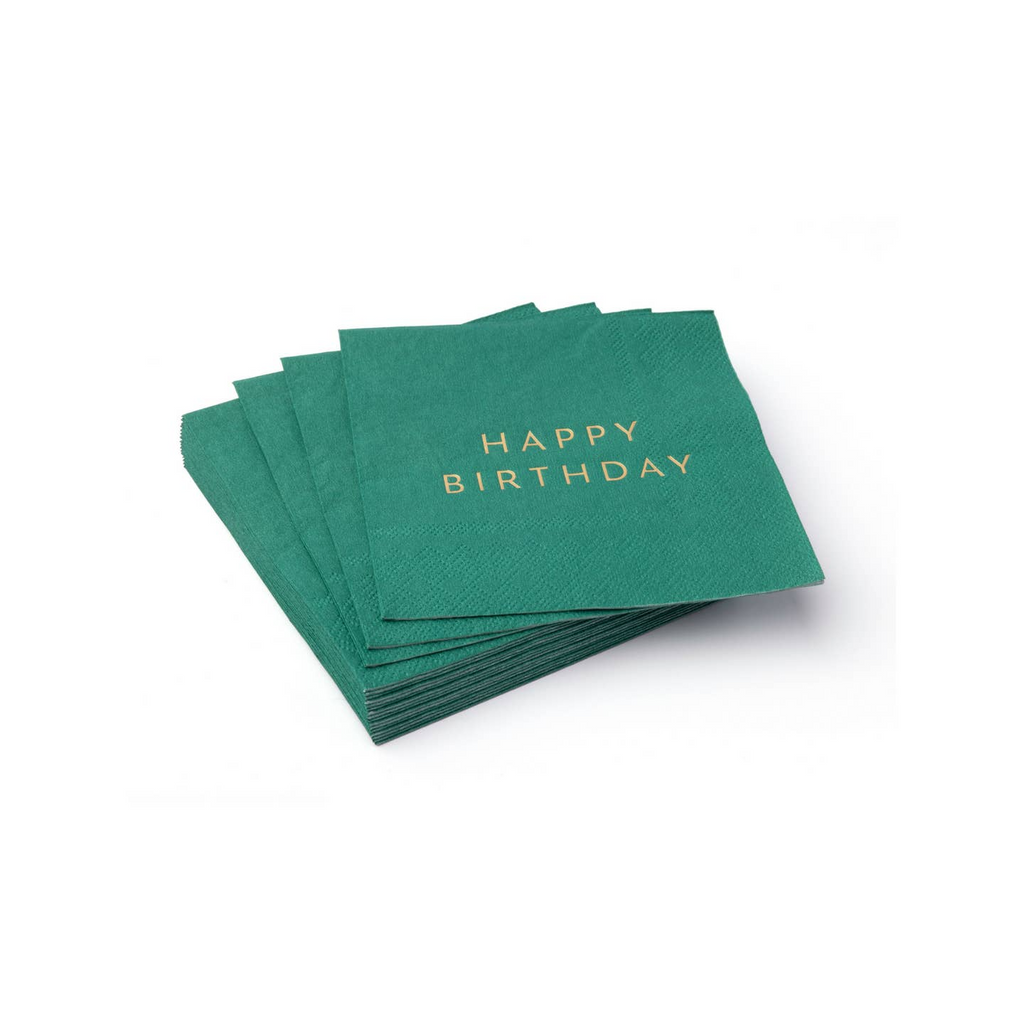 Emerald Green "Happy Birthday" Cocktail Napkins