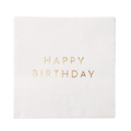White & Gold Signature Happy Birthday Cocktail Napkins
