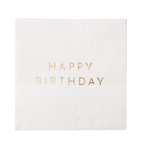 White & Gold Signature Happy Birthday Cocktail Napkins