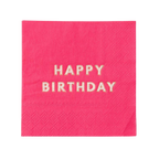 Haute Pink with Gold "Happy Birthday" Cocktail Napkins