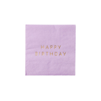 Lilac with Gold "Happy Birthday" Cocktail Napkins