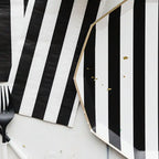 Black Noir and White Cabana Stripe Guest Napkins