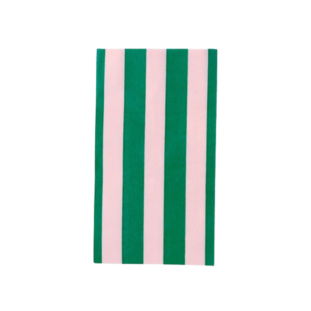 Pink and Green Signature  Cabana Stripe Guest Napkins