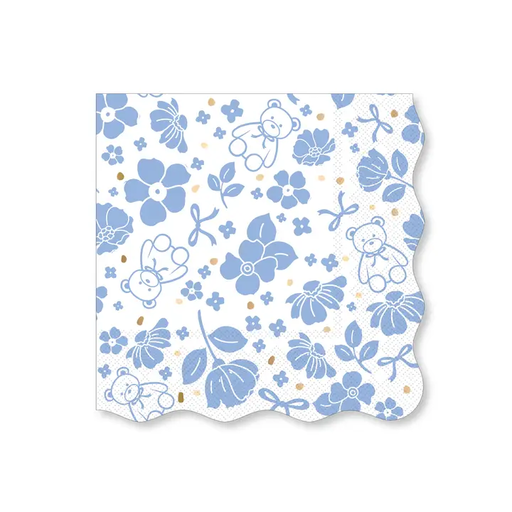 Blue Henry Bear and Flower Scatter Lunch Napkins