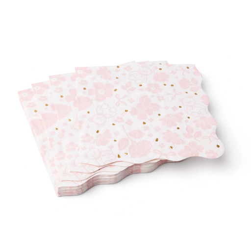 Pink Emma Bear and Flower Scatter Lunch Napkins