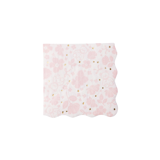 Pink Emma Bear and Flower Scatter Lunch Napkins