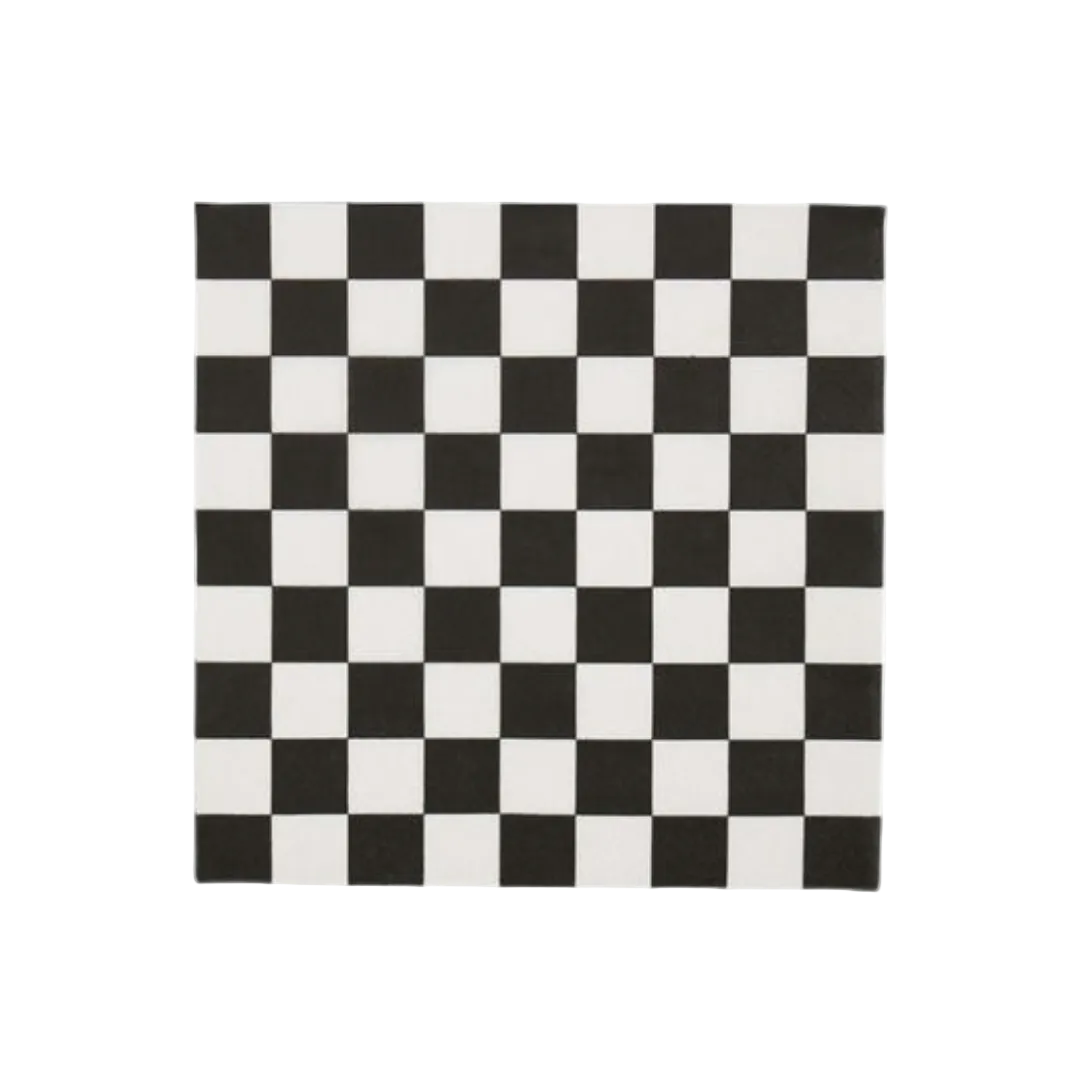 Black and White Checkered Dinner Napkins