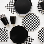 Black and White Checkered Dinner Napkins