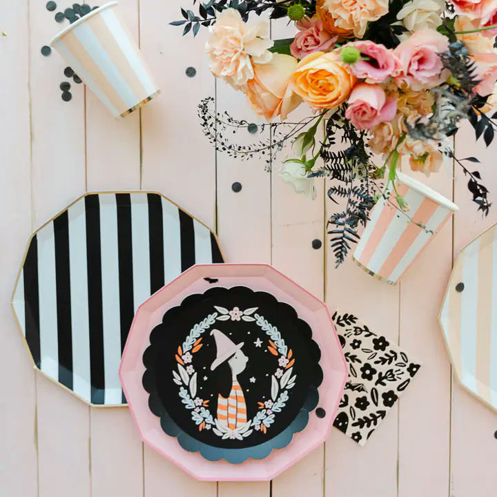 Black & White Cabana Striped Dinner Plates