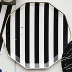 Black & White Cabana Striped Dinner Plates