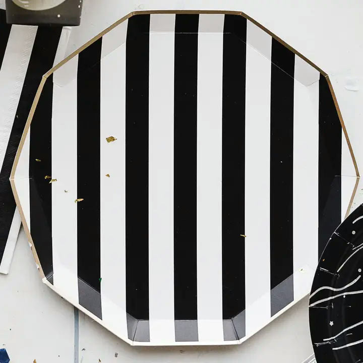 Black & White Cabana Striped Dinner Plates