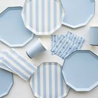 Sky Blue Striped Cabana Dinner Plates