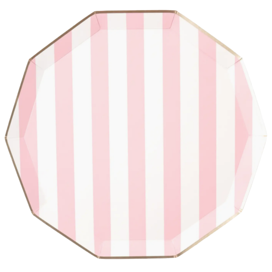 Petal Pink Cabana Stripe Dinner Plates