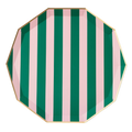 Pink & Green Cabana Stripe Dinner Plates