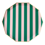 Pink & Green Cabana Stripe Dinner Plates