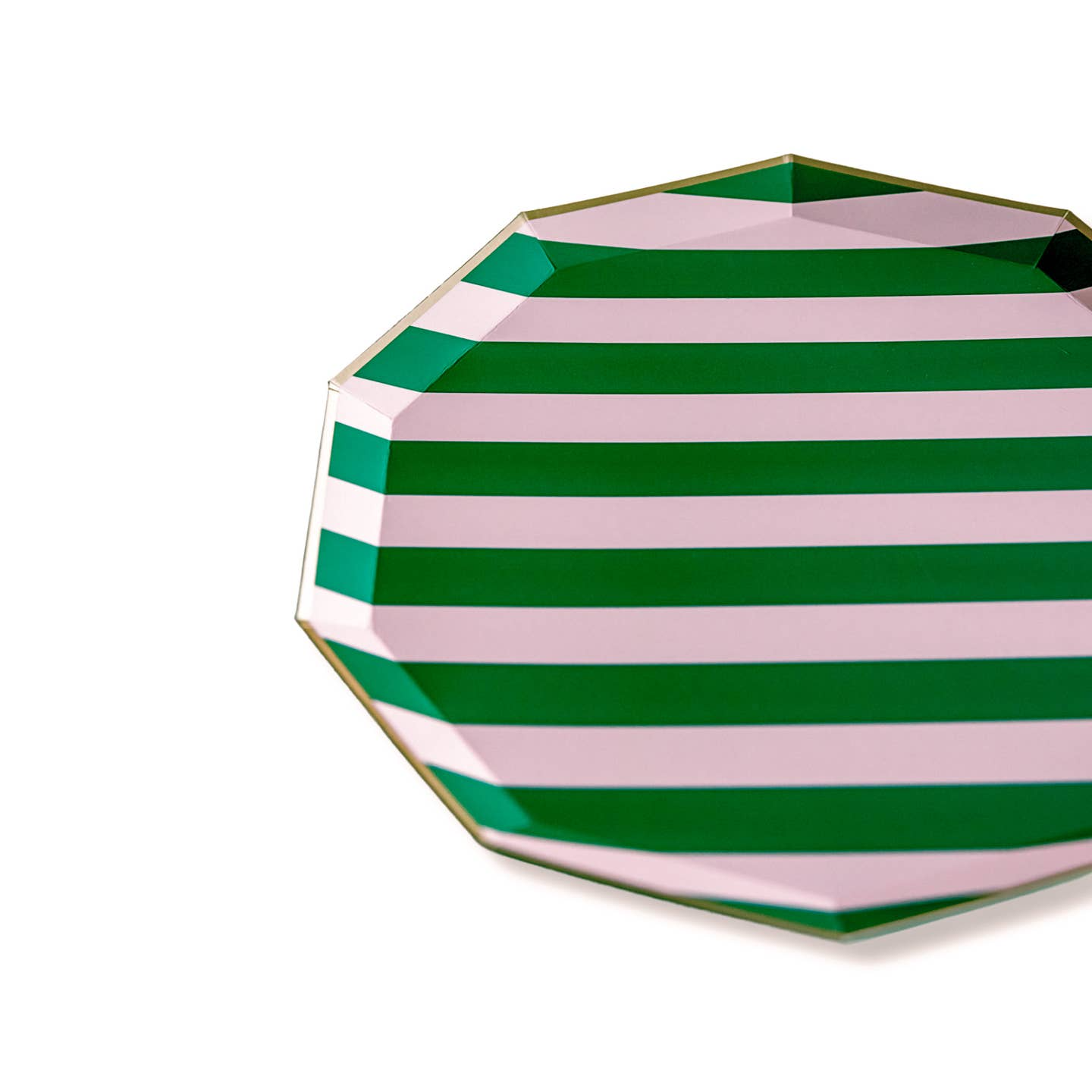 Pink & Green Cabana Stripe Dinner Plates