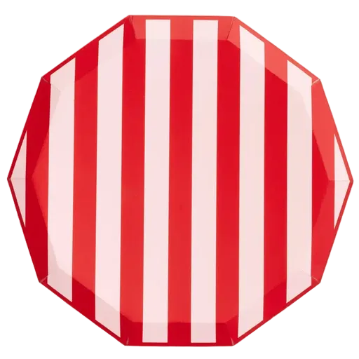 Pink and Red Stripes Cabana Decagon Large Plates
