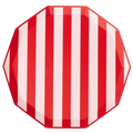 Pink and Red Stripes Cabana Decagon Large Plates