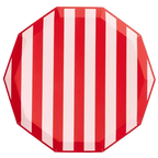 Pink and Red Stripes Cabana Decagon Large Plates