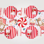 Pink and Red Stripes Cabana Decagon Large Plates
