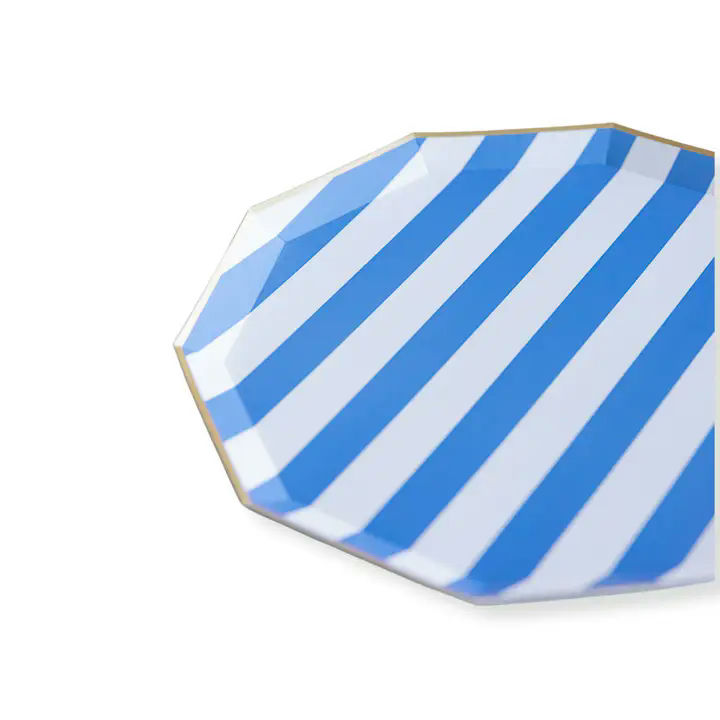 Palisades Blue Cabana Stripe Dinner Plates