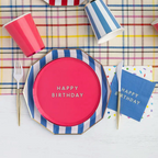 Palisades Blue Cabana Stripe Dinner Plates