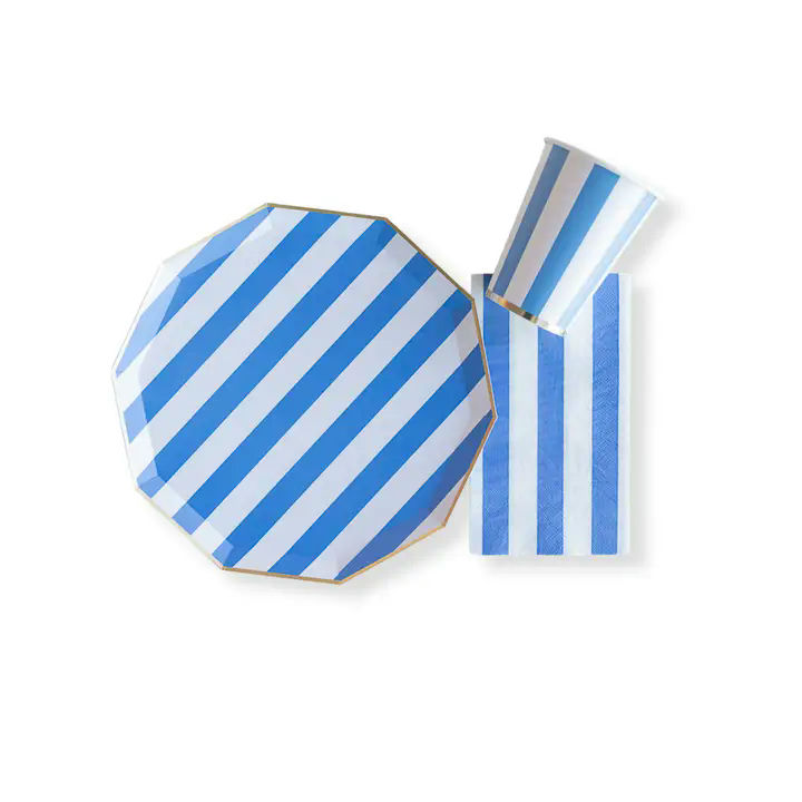Palisades Blue Cabana Stripe Dinner Plates