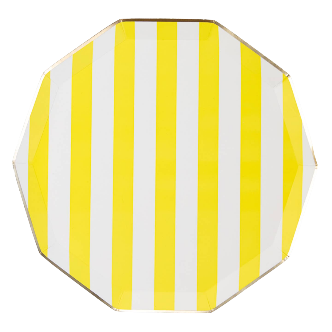 Yellow Signature Cabana Stripe Large Dinner Plates