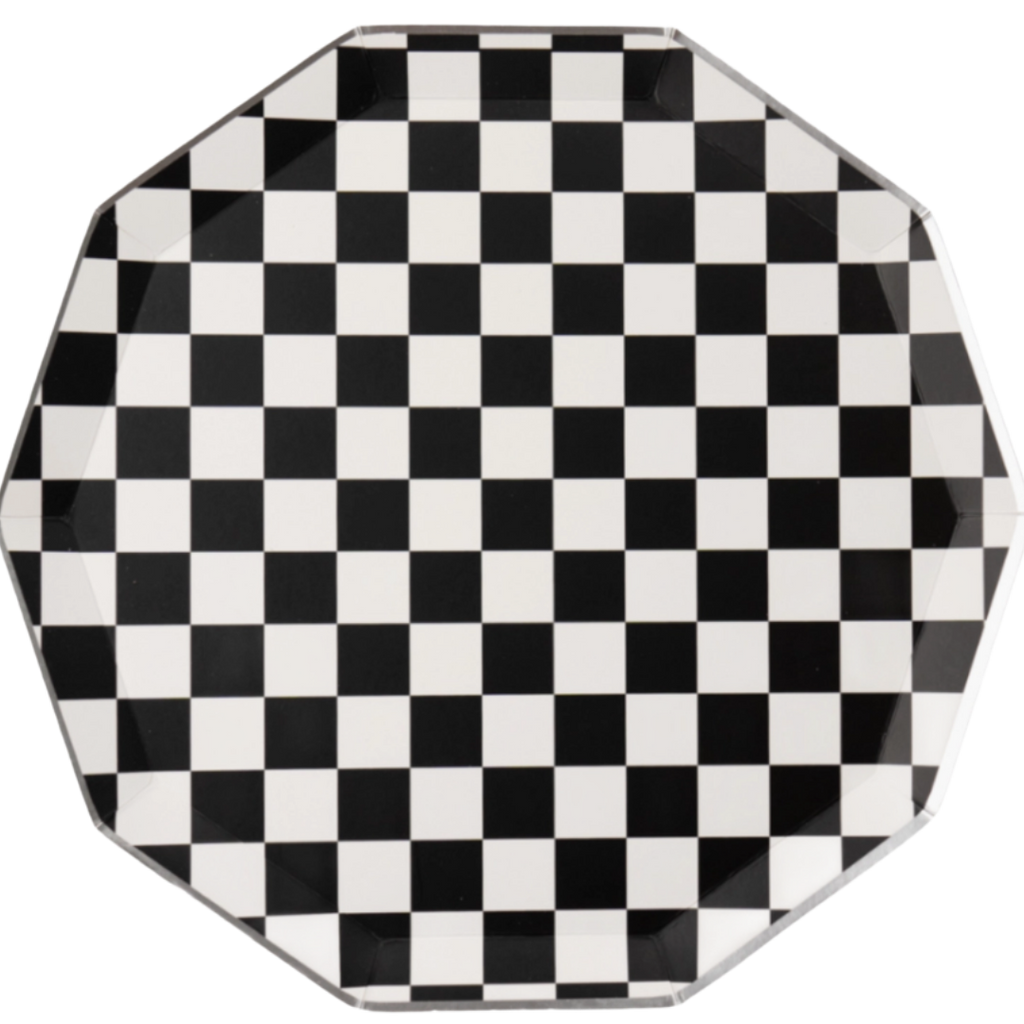 Black & White Checkered Dinner Plates