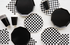Black & White Checkered Dinner Plates