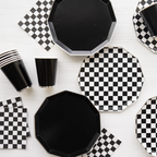 Black & White Checkered Dinner Plates