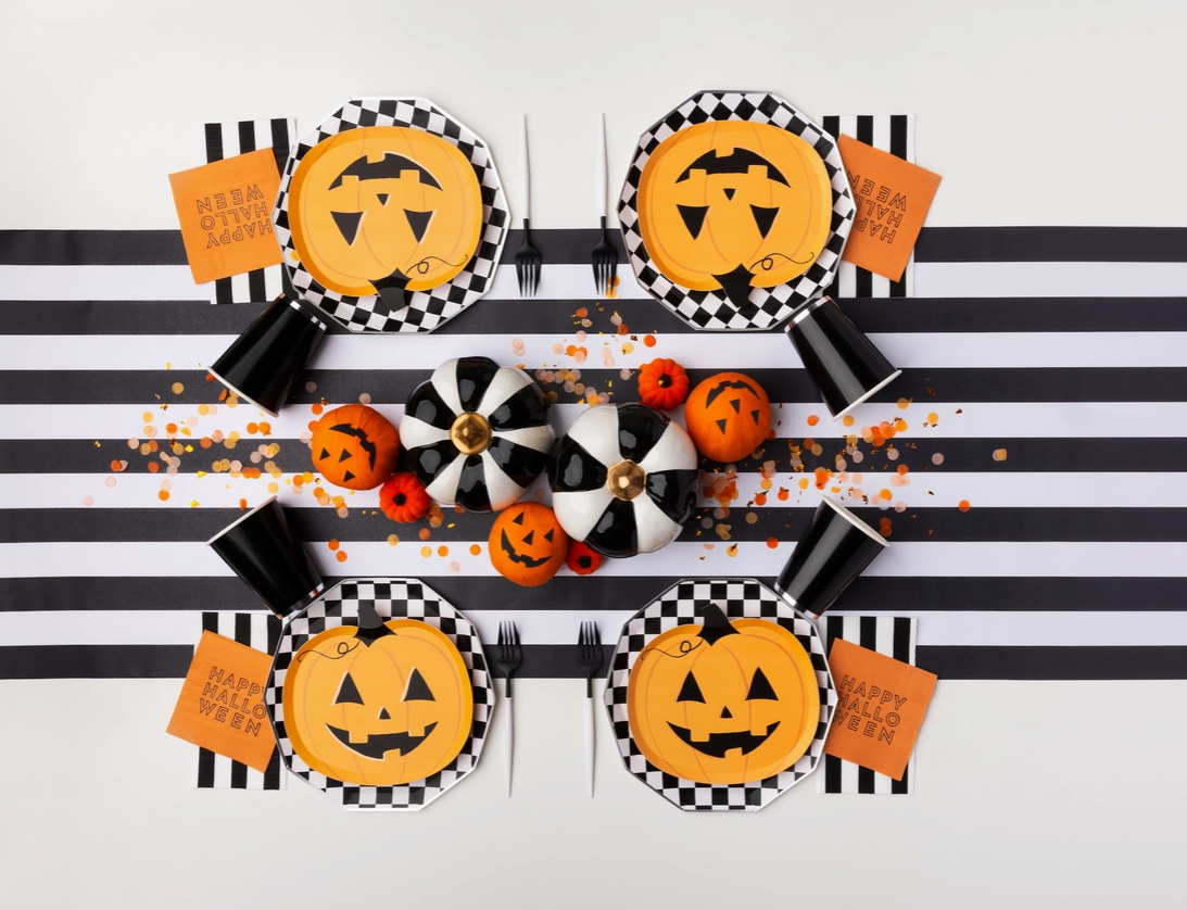 Black & White Checkered Dinner Plates