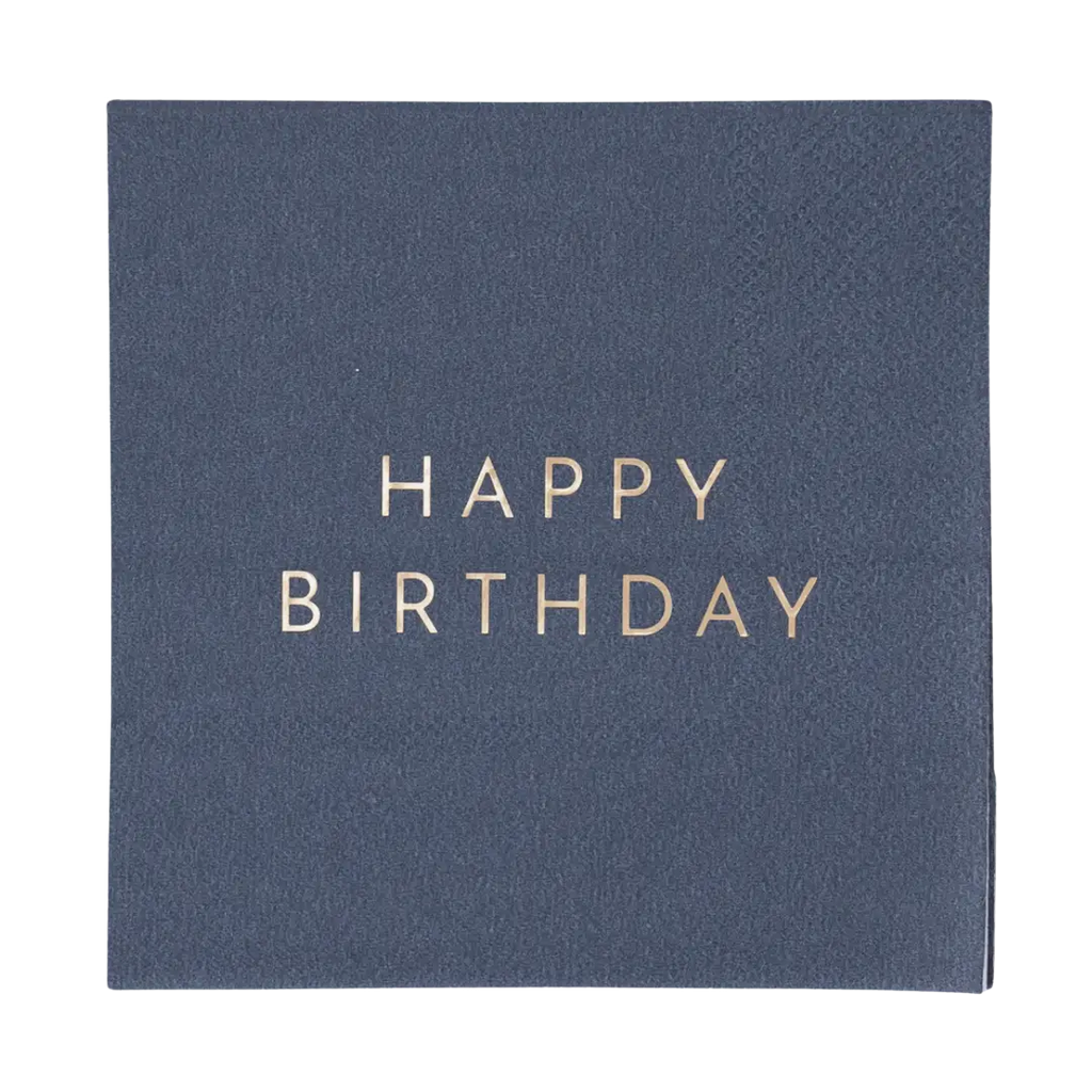 Midnight Blue and Gold "Happy Birthday" Cocktail Napkins