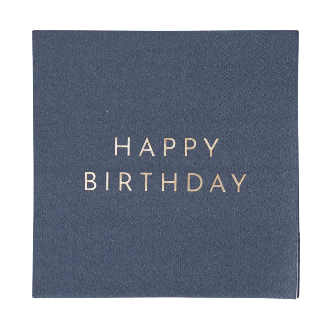 Midnight Blue and Gold "Happy Birthday" Cocktail Napkins