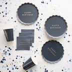 Midnight Blue and Gold "Happy Birthday" Cocktail Napkins