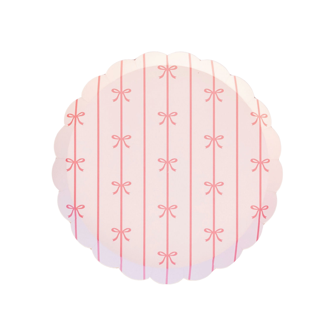 Pink Striped Bow Small Plates