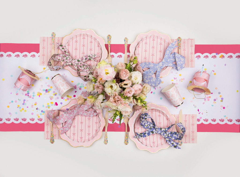 Pink Striped Bow Small Plates