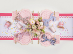 Pink Striped Bow Small Plates