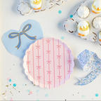 Pink Striped Bow Small Plates