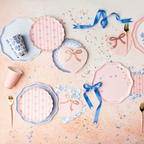 Pink Striped Bow Small Plates