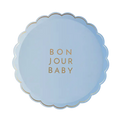 Sky Blue "Bonjour Baby" Scalloped Small Plates