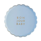 Sky Blue "Bonjour Baby" Scalloped Small Plates