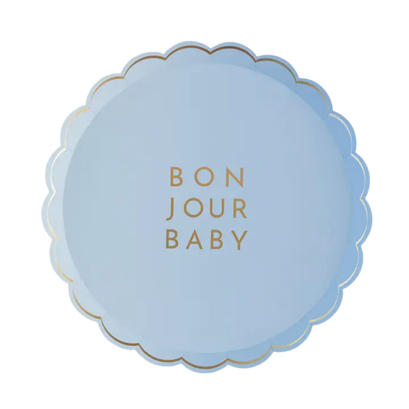 Sky Blue "Bonjour Baby" Scalloped Small Plates