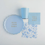 Sky Blue "Bonjour Baby" Scalloped Small Plates