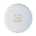White and Gold Bonjour Baby Small Appetizer Dessert Plates