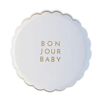 White and Gold Bonjour Baby Small Appetizer Dessert Plates