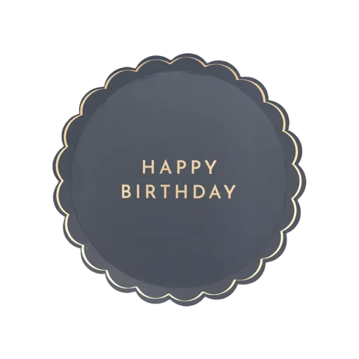 Midnight Blue Happy Birthday Scalloped Small Appetizer Dessert Plate